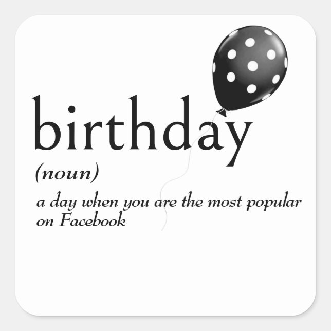 Dictionary Definition of Birthday Square Sticker (Front)