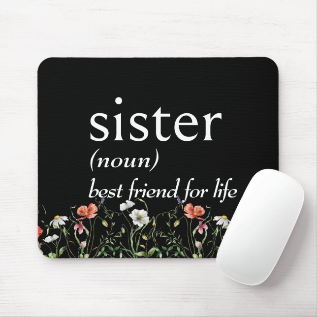 Dictionary Definition of SISTER With Wildflowers Mouse Pad (With Mouse)