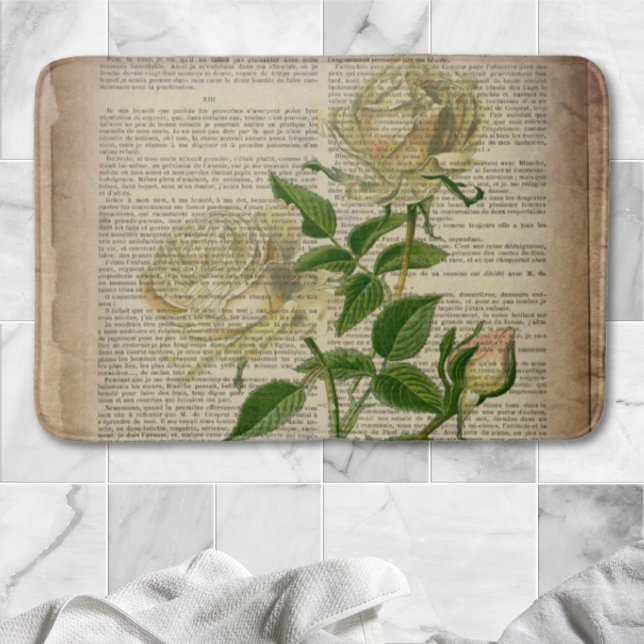dictionary french country botanical white rose bath mat (dictionary french country botanical white rose bath mat)