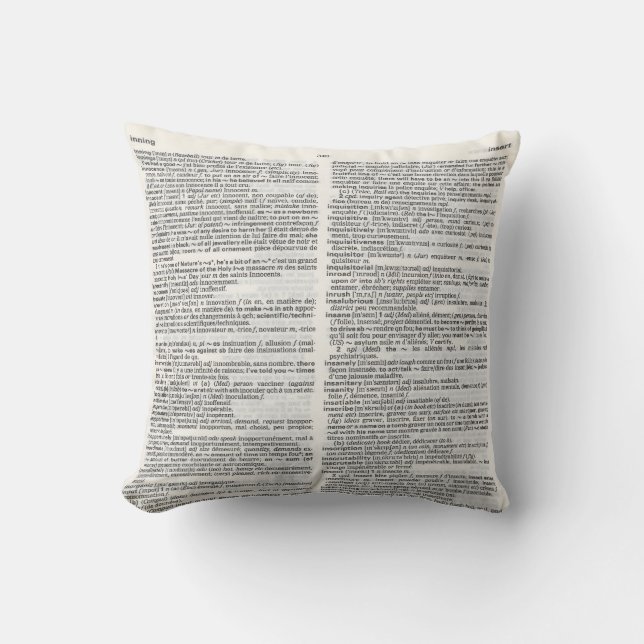 Dictionary page art cushion (Front)