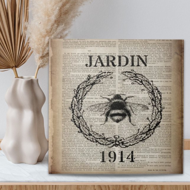 dictionary print french country vintage bee ceramic tile (dictionary print french country vintage bee ceramic tile)