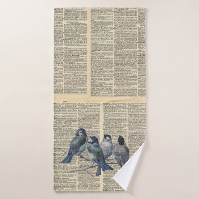 Dictionary print with birds pet bath towel (Bath Towel)