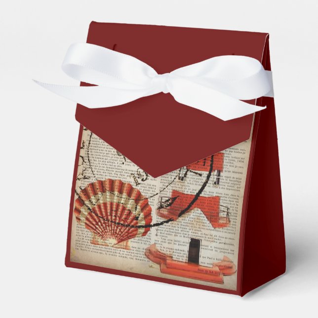 dictionary prints art coastal seashell lighthouse favour box (Front Side)
