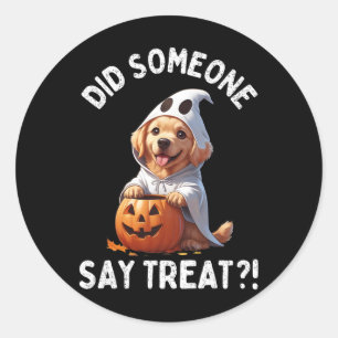Did Someone Say Treat Cute Halloween Ghost Golden Classic Round Sticker