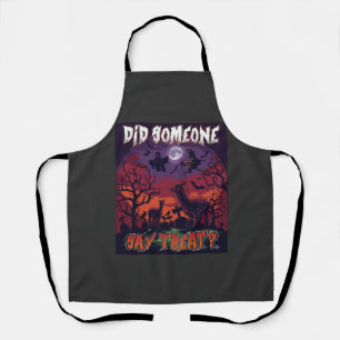 Did Someone Say Treat Halloween Alpaca Witch Moon Apron