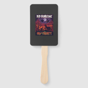 Did Someone Say Treat Halloween Alpaca Witch Moon Hand Fan
