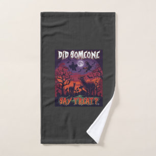 Did Someone Say Treat Halloween Alpaca Witch Moon  Hand Towel