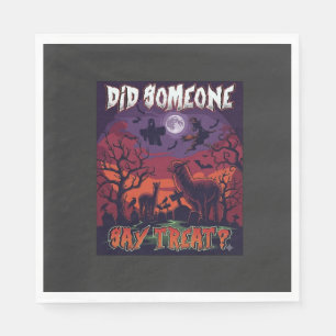 Did Someone Say Treat Halloween Alpaca Witch Moon  Napkin