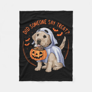 Did Someone Say Treat_ Halloween Labrador Dog Fleece Blanket