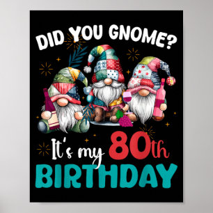 Did You Gnome Its My 80th Birthday 80 Year Old Gno Poster