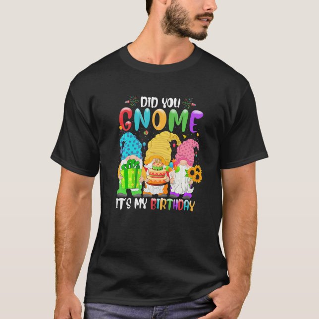 Did You Gnome It's My Birthday Gnomes  Birthday Pa T-Shirt (Front)