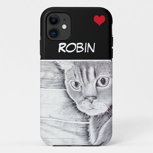 Did You Hear That? with red heart Case-Mate iPhone Case (Back)