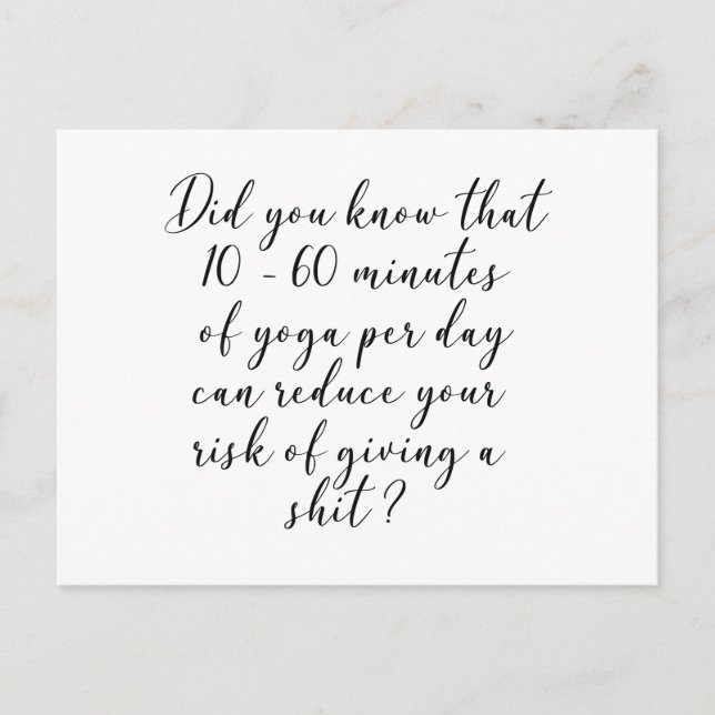 Did you know that 10 - 60 minutes of yoga per day postcard (Front)