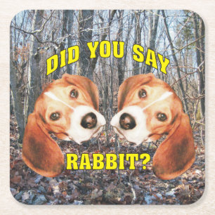 Did You Say Rabbit? Beagle Square Paper Coaster