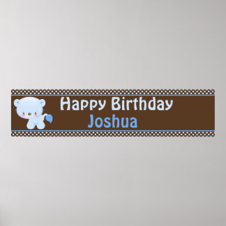 Diddles Boy Lion Birthday Banner Poster