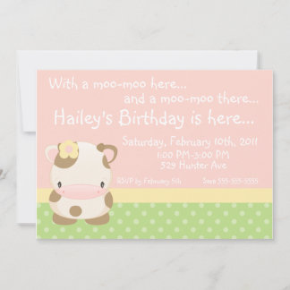 Diddles Farm Moo-Cow Birthday Invitation