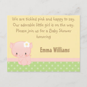 Diddles Farm Pig Baby Shower Invitation