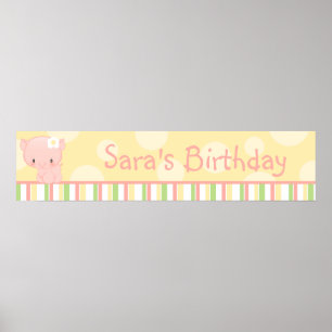 Diddles Farm Pig Birthday Banner Poster