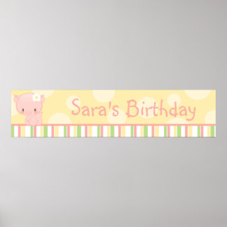 Diddles Farm Pig Birthday Banner Poster
