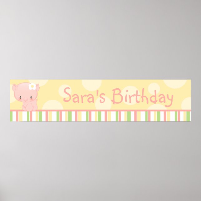 Diddles Farm Pig Birthday Banner Poster (Front)