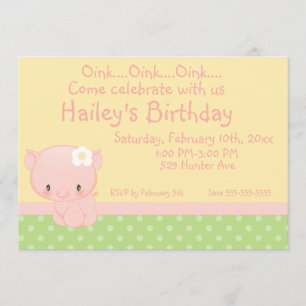 Diddles Farm Pig Birthday Invitation