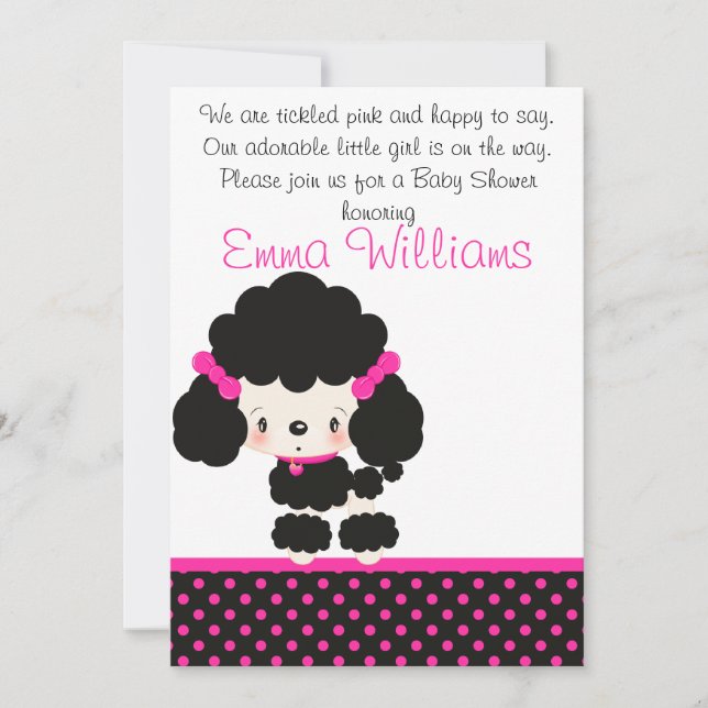 Diddles Poodle Baby Shower Invitation (Front)