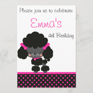 Diddles Poodle Birthday Invitation