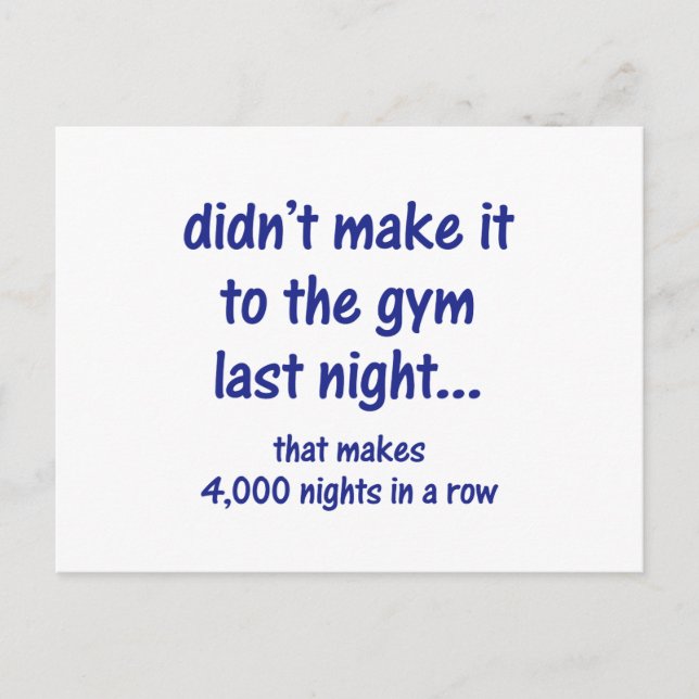 Didn't make it to the gym postcard (Front)