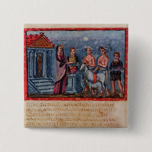 Dido making a sacrifice, from Vergilius Vaticanus 15 Cm Square Badge