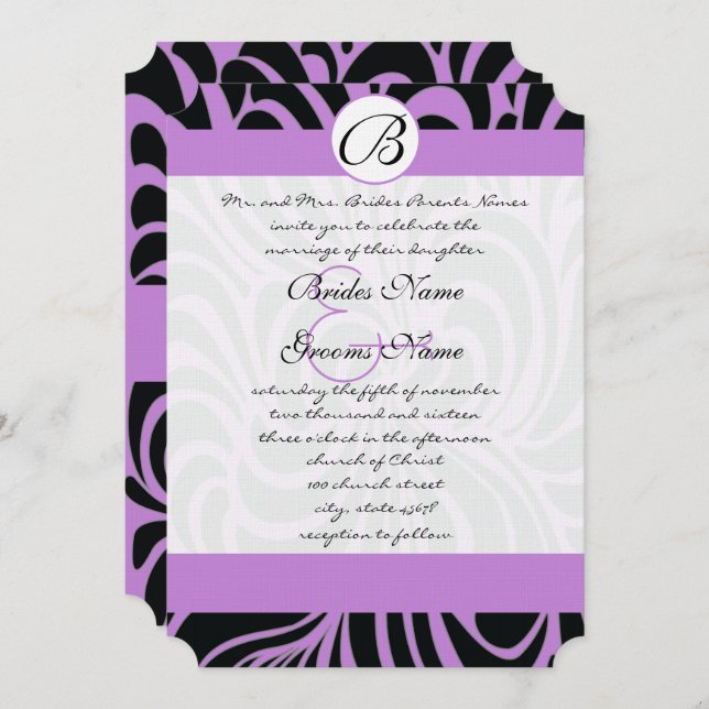 Die Cut Art Deco Wedding Invitations (Front/Back)