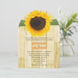 Die Cut Barn Wood Sunflower Wedding Invitation