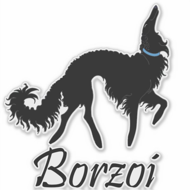 Die Cut Black Ballet Borzoi Sticker (Front)