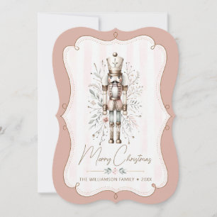 Die Cut Christmas Card Dusty Rose Nutcracker