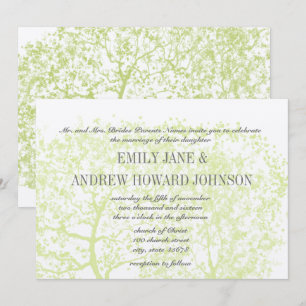 Die Cut Grey and Green Tree Weddings Personalised Invitation
