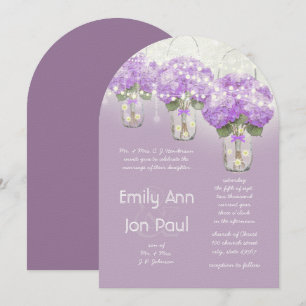 Die Cut Radiant Purple Mason Jar Wedding Invitation