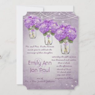 Die Cut Radiant Purple Mason Jar Wedding Invitation