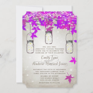 Die Cut Radiant Purple Mason Jar Wedding Invitation