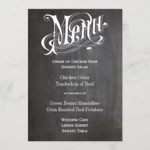 Die Cut Rustic Vintage Chalkboard Wedding Menu