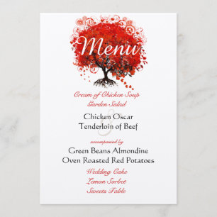 Die Cut Rustic Vintage Red Tree Wedding Menu