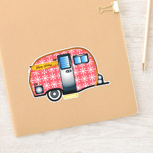 DIE CUT STYLE CAMPER TRAILER CHRISTMAS