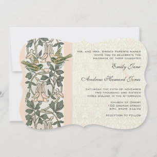 Die Cut Vintage Lovebird Honey Suckle Wedding Invitation