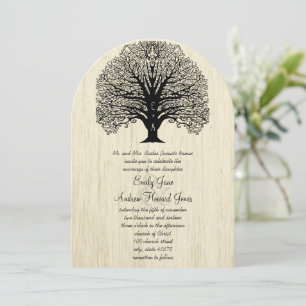 Die Cut Vintage Old Barn Wood Tree Wedding Invite