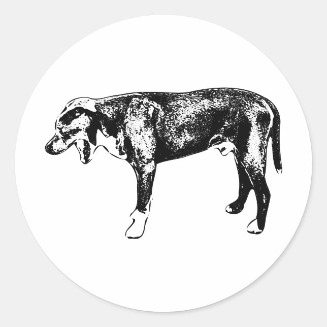 Die-Cut Yawn—Bully Mix Silhouette Classic Round Sticker (Front)