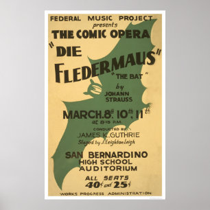 Die Fledermaus Strauss 1938 WPA Poster