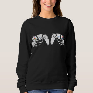 Die Hard Gamer Skeleton Hands Holding Controllers Sweatshirt