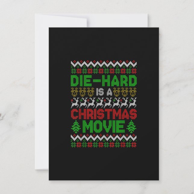 Die-Hard Is A Christmas Movie Funny Ugly Christmas Invitation (Front)