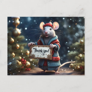 Die kl. Ratte bedankt sich - Weihnachten Postkarte Postcard
