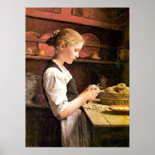 Die kleine Kartoffelschälerin Girl Peeling Potato Poster