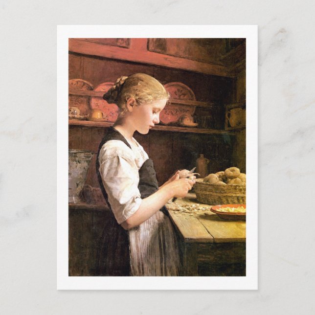 Die kleine Kartoffelschälerin Girl Peeling Potatos Postcard (Front)