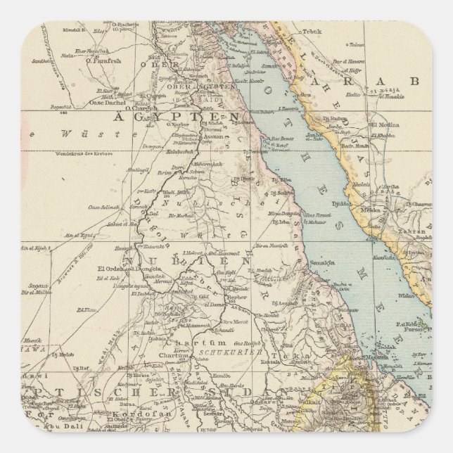 Die Nillander - Atlas Map of the Nile Square Sticker (Front)
